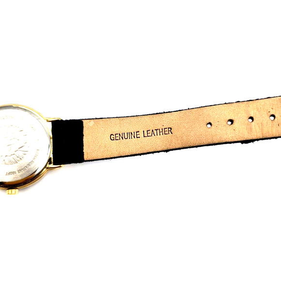 ANNE KLEIN Diamond Collection Watch Black Leather Band Black Dial Gold Letters - Picture 8 of 12